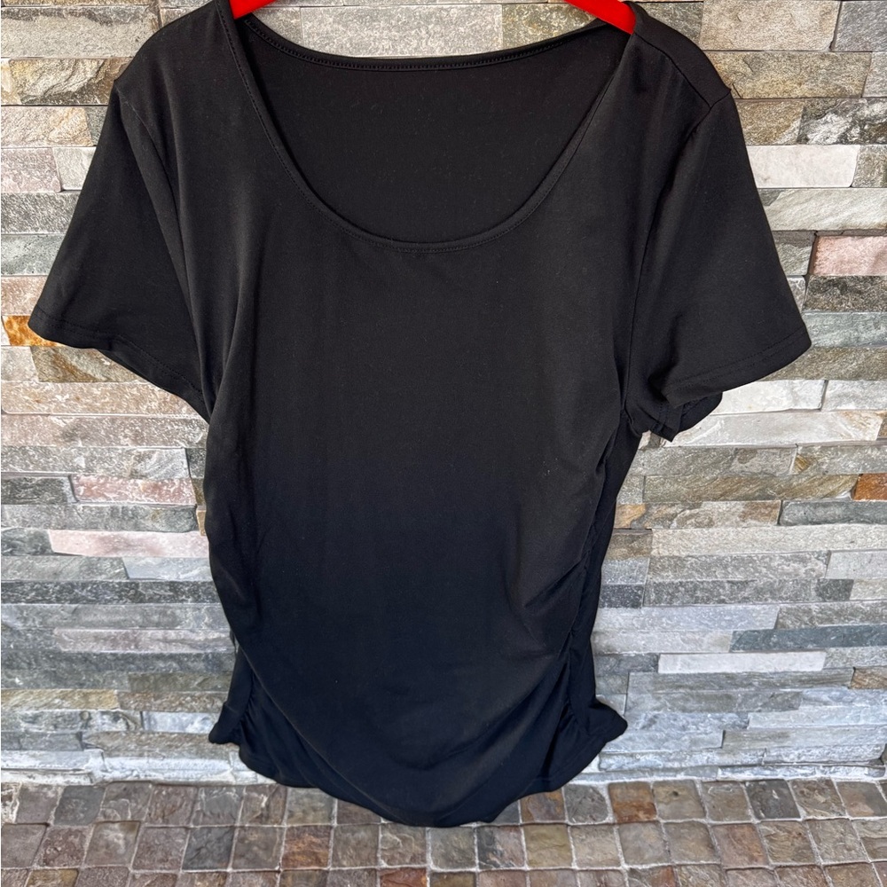 Rouche sides Classic Black Women's Top